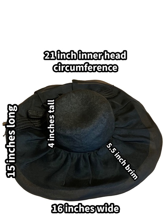 VINTAGE ADOLFO II BLACK WIDE BRIM LINEN HAT WITH STRIPED BOW main image 12